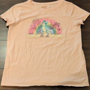 Cat & Jack Light Peach Tee T Rex Dinosaur L 10/12